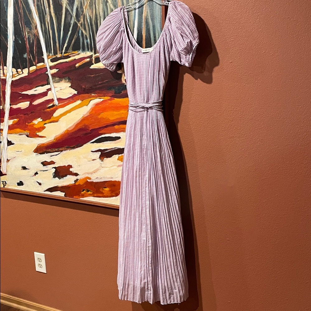 Tory Burch NWT Cotton/Silk Purple Plaid Pleated Dress, Size 10, New! - Picture 6 of 9